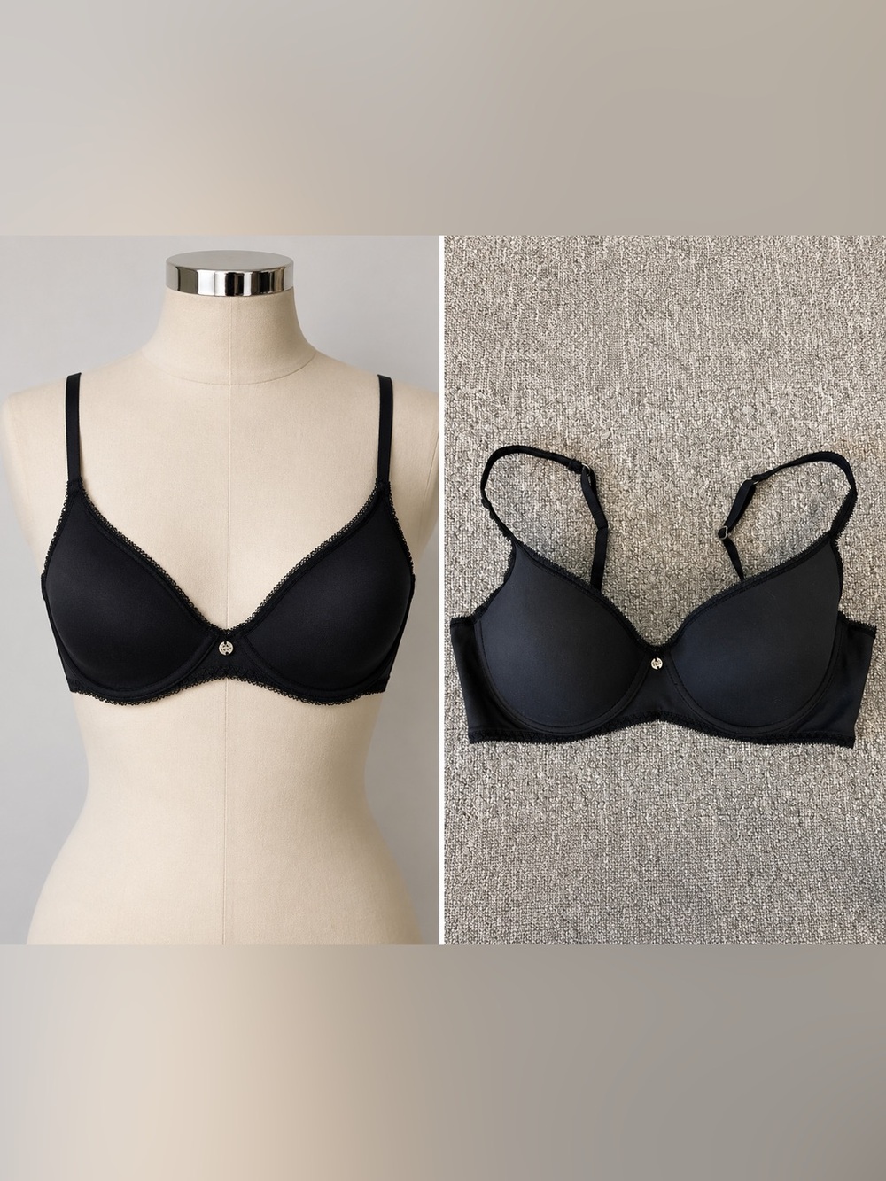 Lucky Brand Black Lace Trim Braโ 36C | Clean Minimalist Everyday Basic Comfort